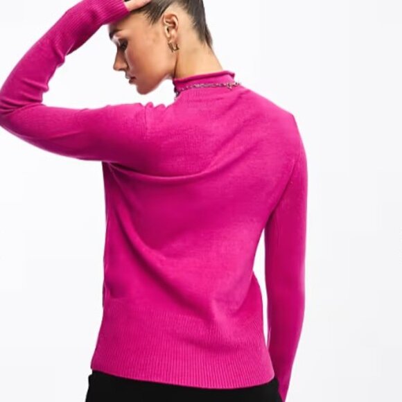 French Connection 🟣 GUC Size XS High Neck Sweater in Hot Magenta Pink - Picture 3 of 11
